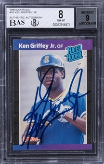 1989 Donruss "Rated Rookie" #33 Ken Griffey Jr. Signed Rookie Card – BGS NM-MT 8/BGS 9